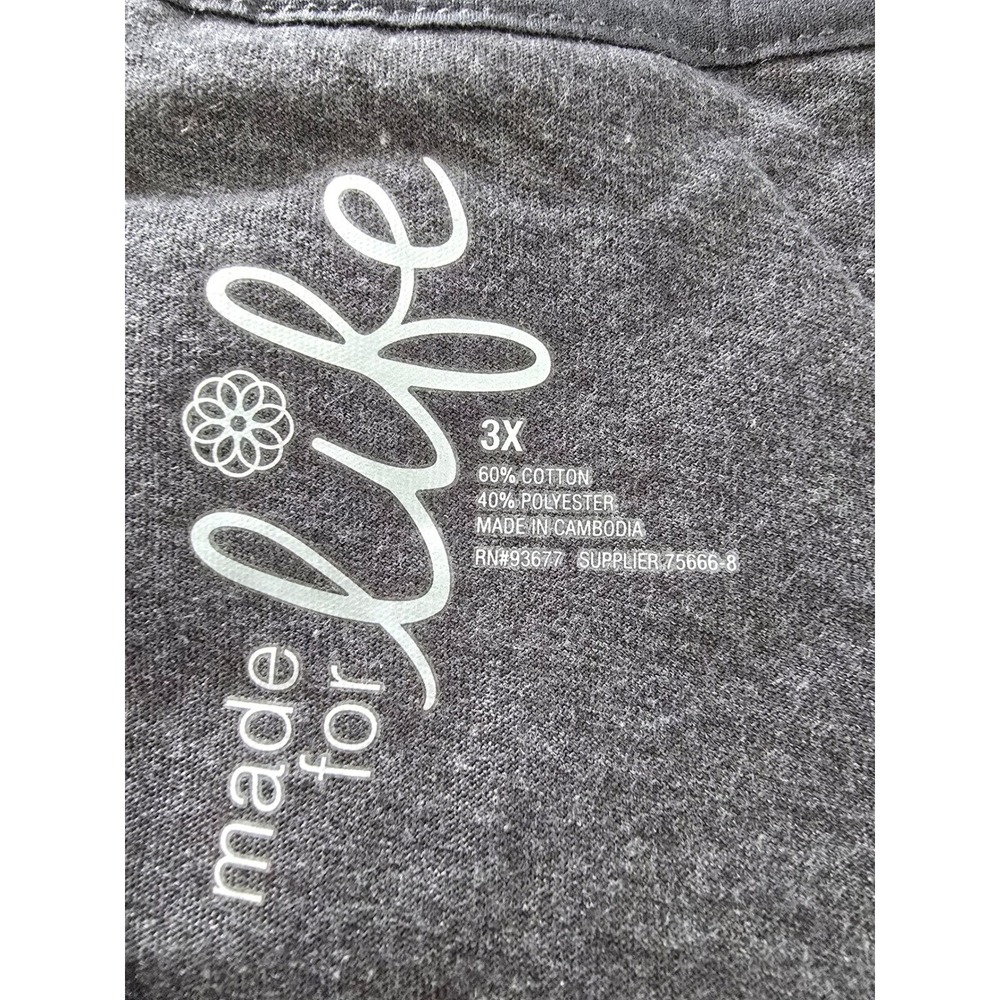 Made for Life Womens 3X Charcoal Gray Mandala Graphic V-Neck T-Shirt NWT - Picture 5 of 12